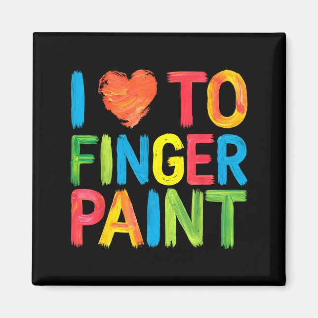 I Heart Love To Finger Paint Cute Couple Valentine Magnet (Framsidan)