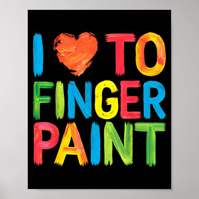 I Heart Love To Finger Paint Cute Couple Valentine Poster (Framsidan)