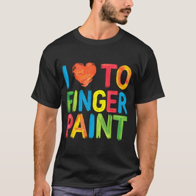 I Heart Love To Finger Paint Cute Couple Valentine T Shirt (Framsida)