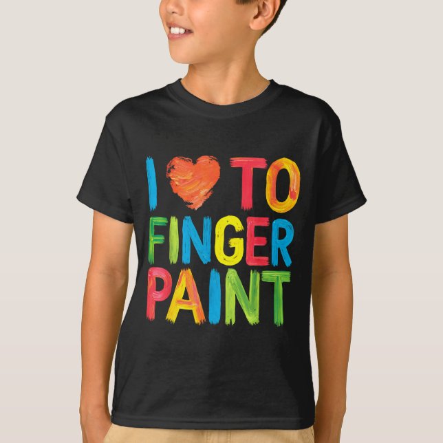 I Heart Love To Finger Paint Cute Couple Valentine T Shirt (Framsida)