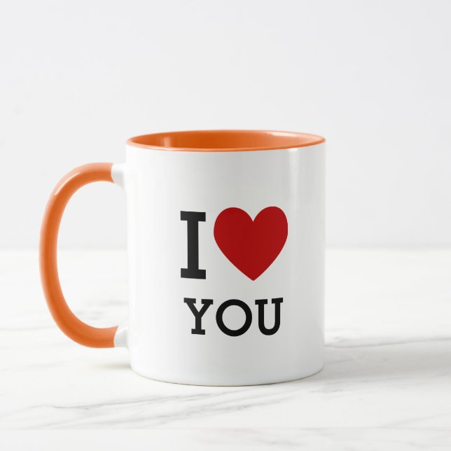 I Heart (Love) You Cute Romantic Gift Mug Mugg (Vänster)