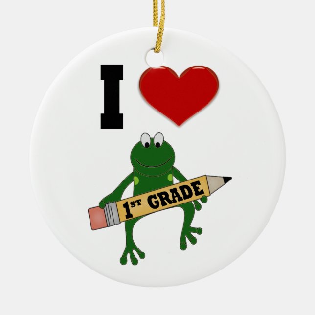 I Heart Lst Klass Frog Julgransprydnad Keramik (Framsidan)