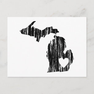 I Heart Michigan Grunge Worn-kontonstaten Kärlek Vykort