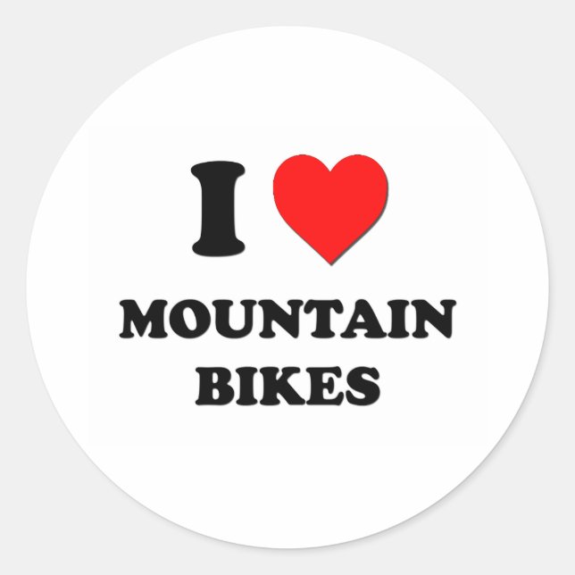 I Heart Mountain Bikes Runt Klistermärke (Framsida)