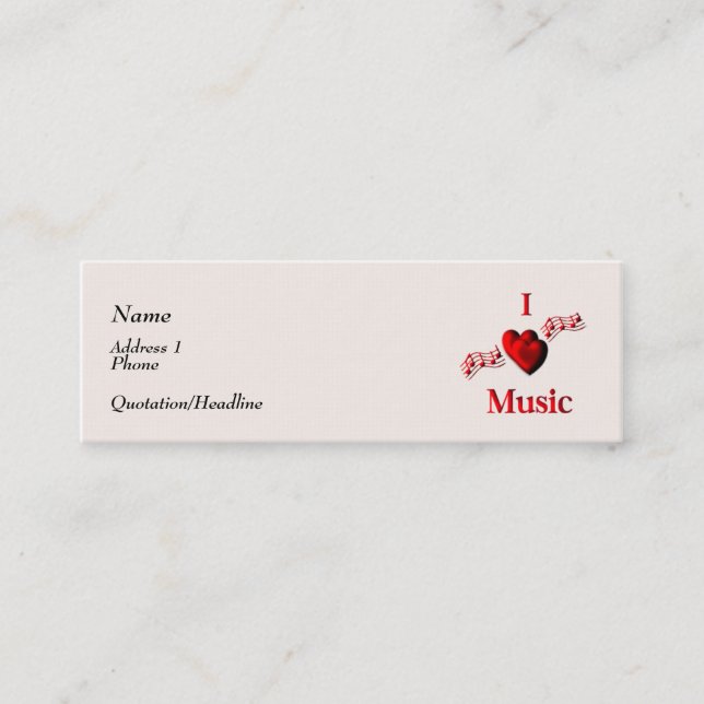 I Heart Music Affärskort Mini Visitkort (Framsida)