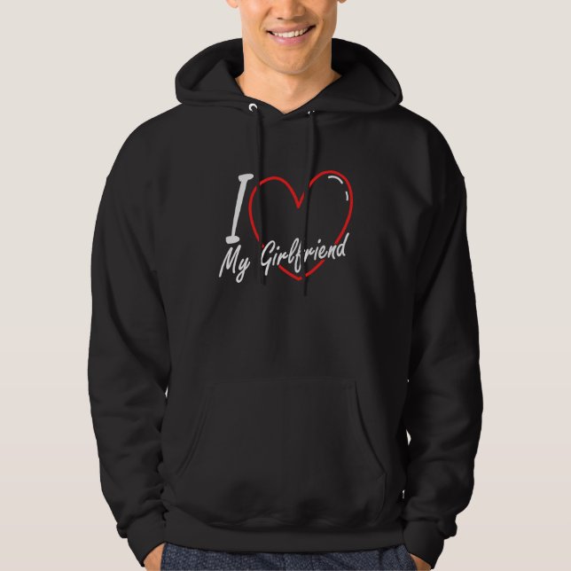 I Heart My Girlfriend I Love My Girlfriend Valenti Hoodie (Framsida)