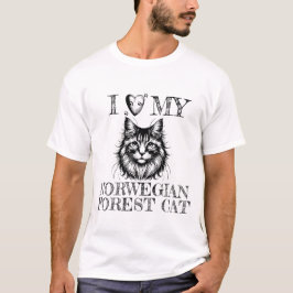 I Heart My Norwegian Forest Cat Pawprints Black T Shirt