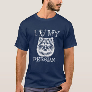 I Heart My Persian, Cat and Pawprints White T Shirt