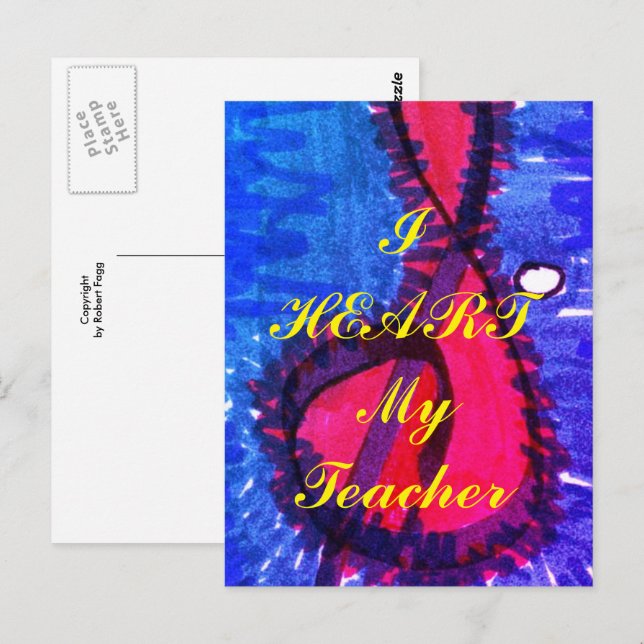 "I Heart My Teacher" uppskattningskort Vykort (Fram/baksida)