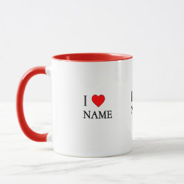 I heart name (customisable) mugg
