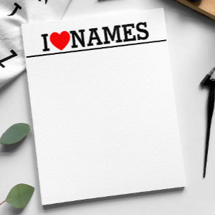 I Heart Namn Anteckningsblock