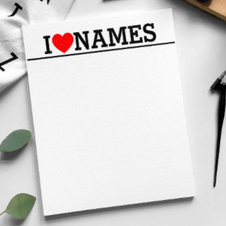 I Heart Namn Anteckningsblock
