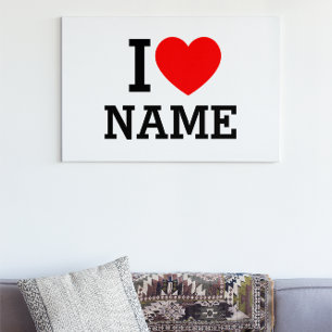 I Heart Namn Canvastryck
