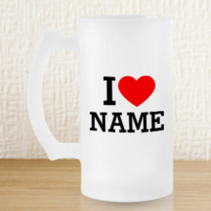 I Heart Namn Frostat Ölglas