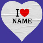 I Heart Namn Hjärtformat Klistermärke<br><div class="desc">Skriva önskad Namn eller text i avsnittet namn.</div>