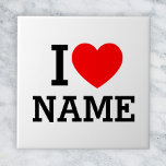 I Heart Namn Kakelplatta<br><div class="desc">Skriva önskad Namn eller text i avsnittet namn.</div>
