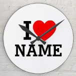 I Heart Namn Rund Klocka<br><div class="desc">Skriva önskad Namn eller text i avsnittet namn.</div>