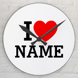 I Heart Namn Rund Klocka