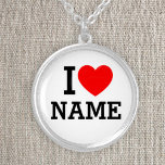 I Heart Namn Silverpläterat Halsband<br><div class="desc">Skriva önskad Namn eller text i avsnittet namn.</div>