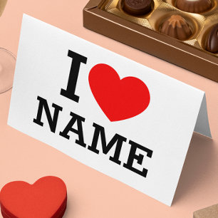 I Heart Namn Tidsbeställning Kort