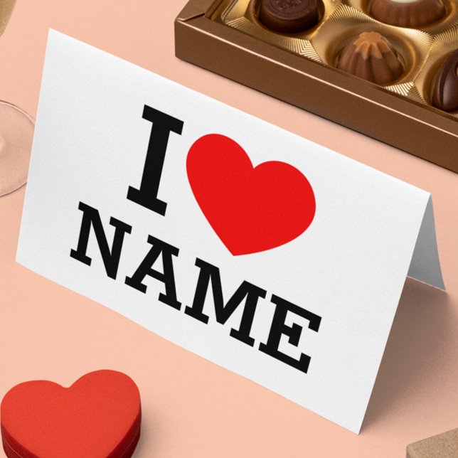 I Heart Namn Tidsbeställning Kort (Skapare uppladdad)