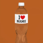 I Heart Namn Vattenflaskor Etikett<br><div class="desc">Skriva önskad Namn eller text i avsnittet namn.</div>