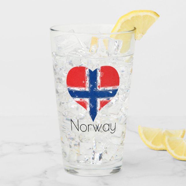 I Heart Norge Grunge Norway Flagga Glaskopp (Bakside Is)
