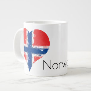 I Heart Norge Norska Flagga Jumbo Mugg