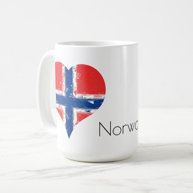 I Heart Norge Norska Flagga Kaffemugg (Framsida vänster)