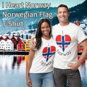 I Heart Norge Norska Flagga T Shirt
