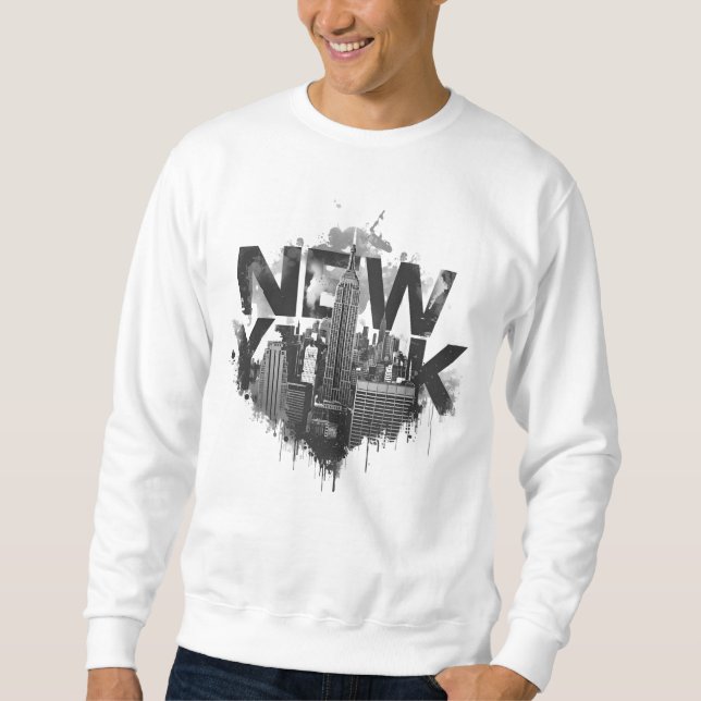 I Heart NYC" T-shirt - Casual New York City Urban  Lång Ärmad Tröja (Framsida)