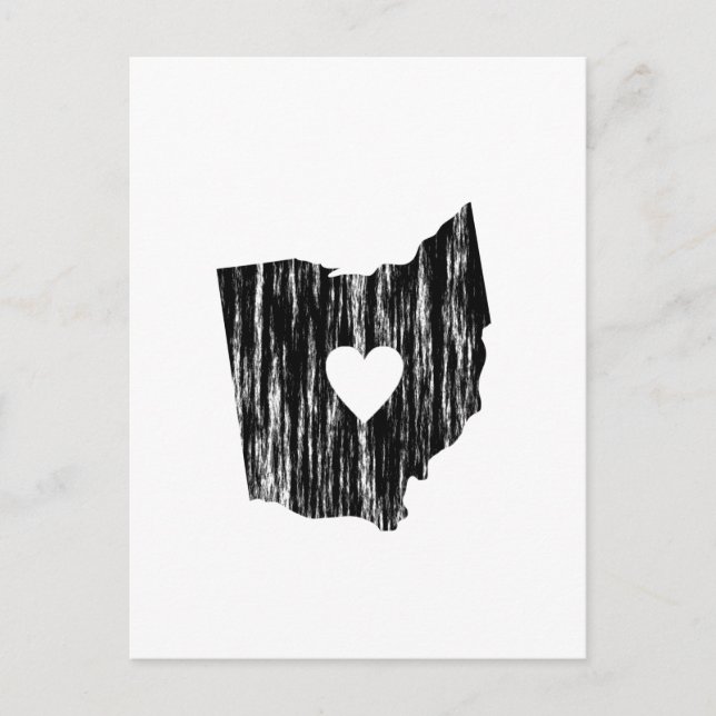 I Heart Ohio Grunge Worn-kontextstaten Kärlek Vykort (Framsida)