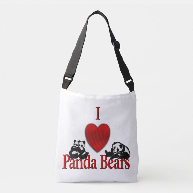 I Heart Panda Bears Roligt Axelväska (Framsida)