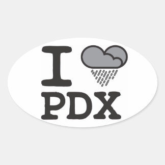 I Heart PDX - Hjärtformade Rain Cloud Ovalt Klistermärke