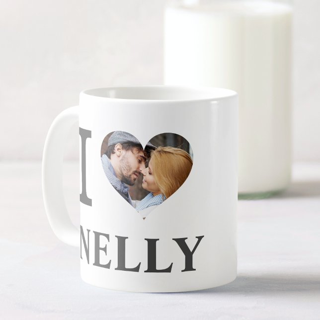 I Heart Personlig Par Photo Kärlek Kaffemugg (Skapare uppladdad)
