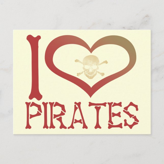 I Heart Pirater Vykort (Framsida)