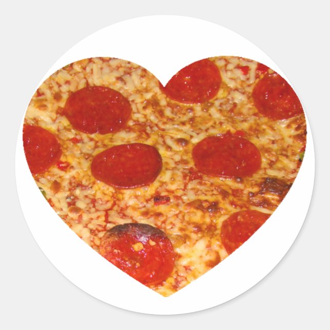 I Heart Pizza Runt Klistermärke (Framsida)