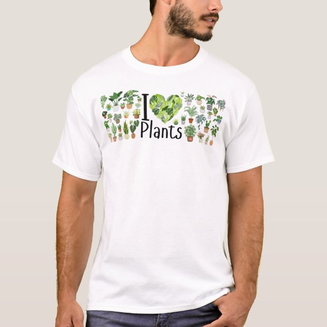 I Heart Plants Men's Basic T-Shirt (Framsida)