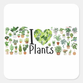I Heart Plants Sticker Fyrkantigt Klistermärke