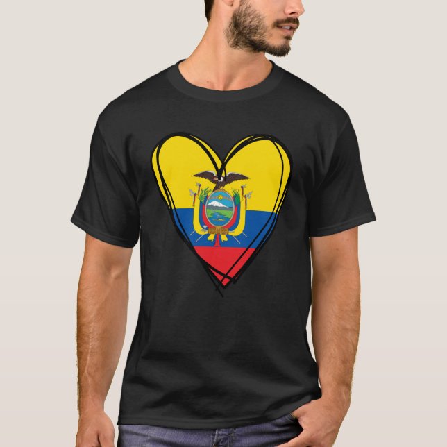 I Heart Quito And Ecuador Flag Heart Design Ecuado T Shirt (Framsida)