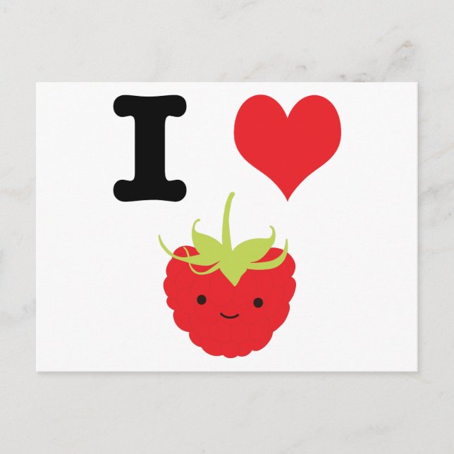I Heart Raspbär Vykort (Framsida)