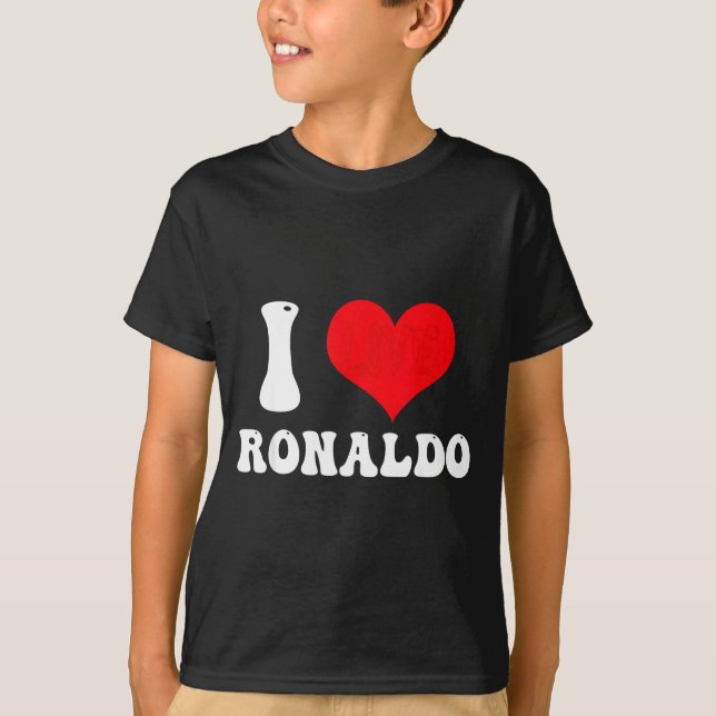 I Heart Ronaldos First Name Groovy D Valentines  T Shirt (Framsida)