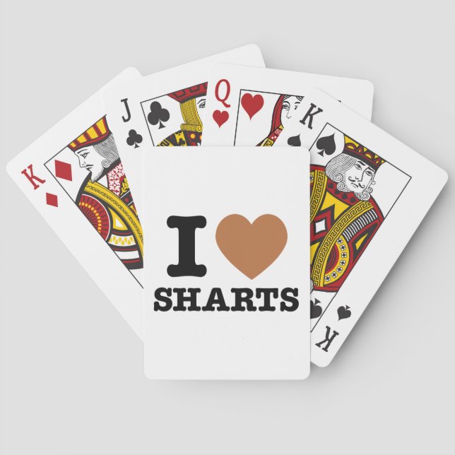 I Heart Sharts Funny Icon Graphic Spel Kort (Baksidan)