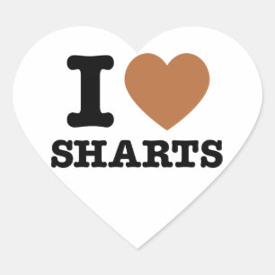I Heart Sharts Hjärtformat Klistermärke