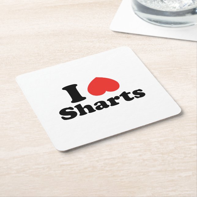 I Heart Sharts Underlägg Papper Kvadrat (Vinklad)