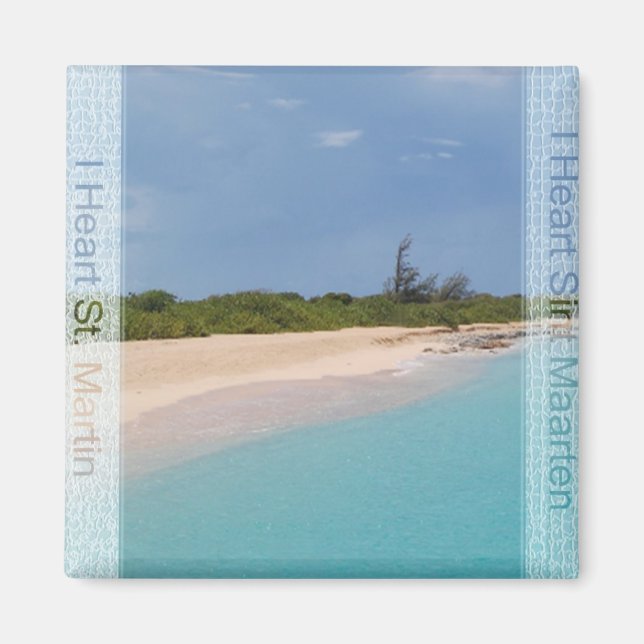 I Heart Sint Maarten - St. Martin Beach Scene Magnet (Framsidan)