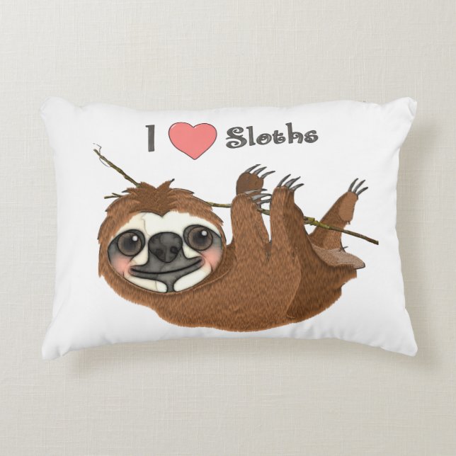 I Heart Sloths Baby djur Prydnadskudde (Framsidan)