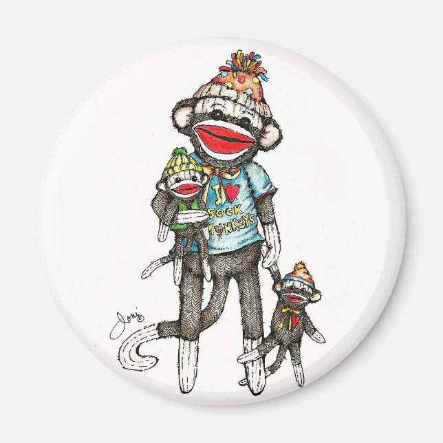 I Heart Sock monkey Magnet (Framsidan)