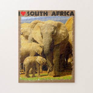 I Heart South Afrika elefant mor och kalv Pussel