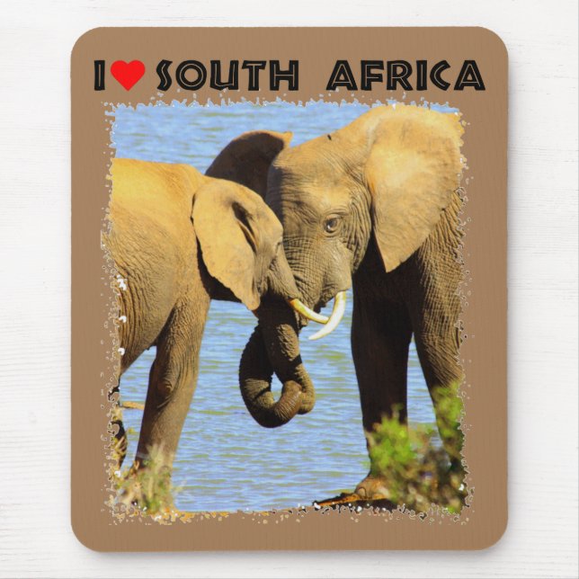 I Heart South Afrika elefanter i kärlek Musmatta (Framsidan)